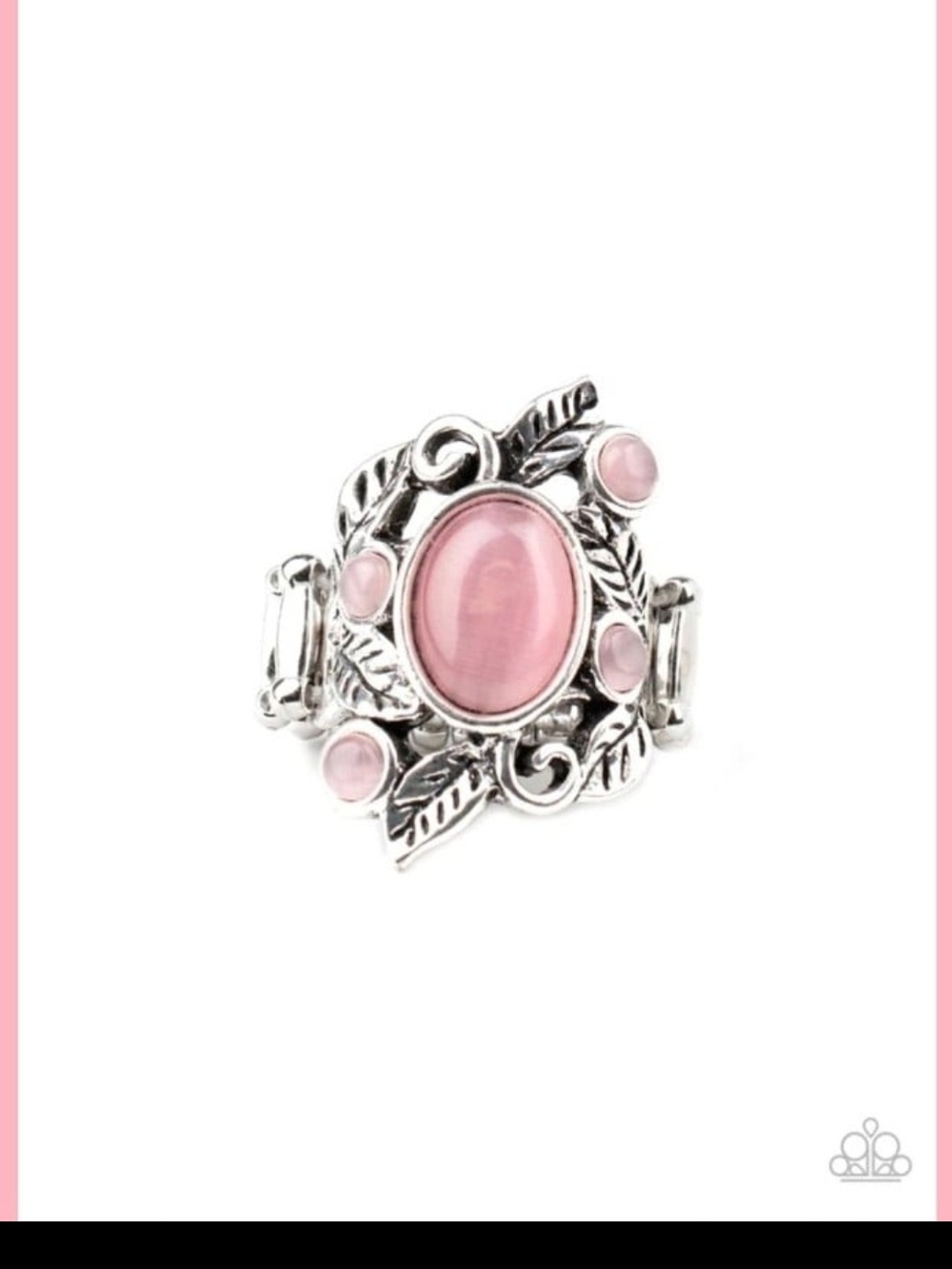 Tropical Dream Paparazzi Rose Pink Leaf Trio Cabochon Ring